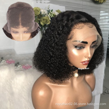 8" 10" 12" 14" 16" Inch Peruvian Cuticle Aligned Human Hair Middle Part HD Lace Front Short Bob Wig For Black Women